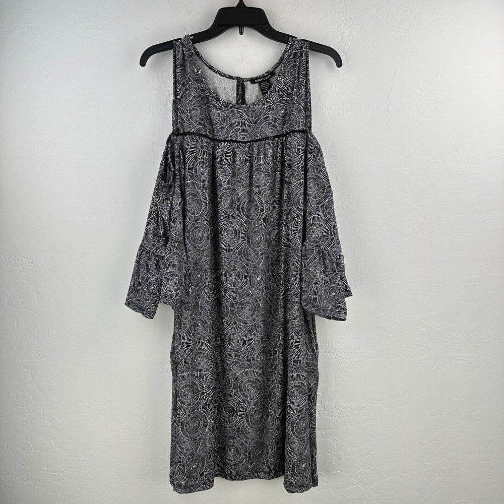 Robert Louis Dress Women 3X‎ Black White Floral Cold Shoulder Stretch Gothic NWT